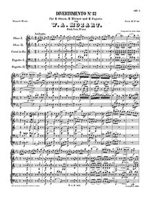 Partition complète, Divertimento, Divertimento No.12, E♭ major, Mozart, Wolfgang Amadeus