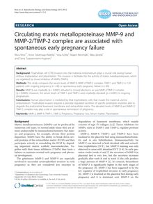 Circulating matrix metalloproteinase MMP-9 and MMP-2/TIMP-2 complex are associated with spontaneous early pregnancy failure