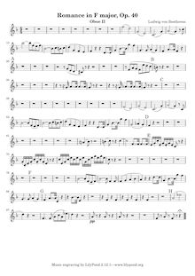 Partition hautbois 2, Romance pour violon et orchestre, F Major