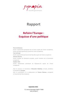 Refaire l’Europe : Esquisse d’une politique (Synopia/Pierre de BOISSIEU)