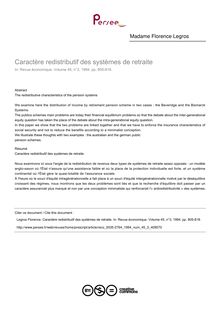 Caractère redistributif des systèmes de retraite - article ; n°3 ; vol.45, pg 805-818