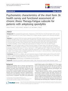 Psychometric characteristics of the short form 36 health survey and functional assessment of chronic illness Therapy-Fatigue subscale for patients with ankylosing spondylitis