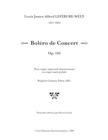 Partition complète, Boléro de Concert, Op.166, G minor, Lefébure-Wély, Louis James Alfred