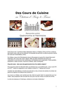 Cours de Cuisine Chateau d Ancy le Franc