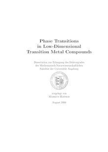 Phase transitions in low dimensional transition metal compounds [Elektronische Ressource] / vorgelegt von Markus Hoinkis