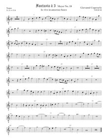 Partition ténor viole de gambe 2, octave aigu clef, Fantasia pour 5 violes de gambe, RC 67