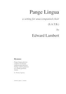 Partition complète, Pange Lingua, Lambert, Edward