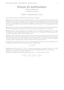 Travaux dirigés de français des mathématiques - FLE pour l entrée en CPGE scientifique, Géométrie du plan