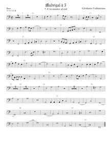 Partition viole de basse, Madrigali a 5 voci, Libro 2, Valmarano, Girolamo par Girolamo Valmarano