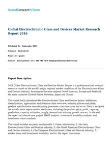 Global Electrochromic Glass and Devices Market Research Report 2016