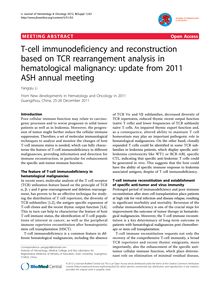T-cell immunodeficiency and reconstruction based on TCR rearrangement analysis in hematological malignancy: update from 2011 ASH annual meeting