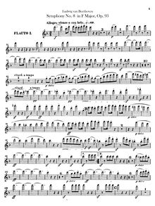 Partition flûte 1, 2, Symphony No.8, F major, Beethoven, Ludwig van