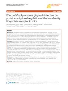 Effect of Porphyromonas gingivalis infection on post-transcriptional regulation of the low-density lipoprotein receptor in mice