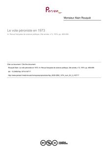 Le vote péroniste en 1973 - article ; n°3 ; vol.24, pg 469-499