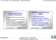 1er cycle PCEM2 MB7 Biologie médicale Relations hôte bactéries Année Universitaire