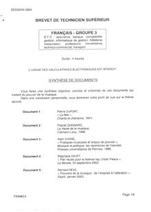 Français 2004 BTS Informatique de gestion