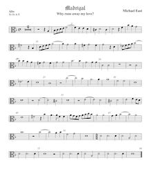 Partition ténor viole de gambe 1, alto clef, madrigaux, East, Michael