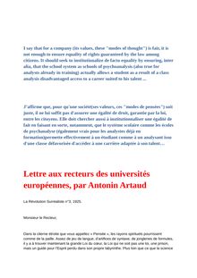 Letter to the rectors of European universities by Antonin Artaud  (fr-angl)