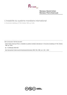 L instabilité du système monétaire international - article ; n°1 ; vol.126, pg 33-46