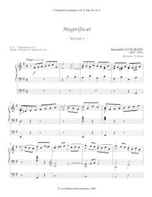Partition , Magnificat: Verset 1 - Verset 2 - Verset 3, Duo pastoral - Verset 4 -  Verset 5, Fugato - Verset 6, L Organiste Pratique