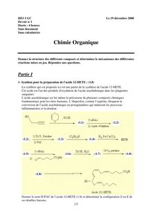 HEI chimie organique 2001 chimie partiel