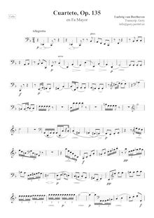 Partition violoncelle, corde quatuor No.16, F major, Beethoven, Ludwig van