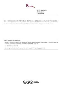 Le vieillissement individuel dans une population rurale française.  - article ; n°1 ; vol.10, pg 41-101