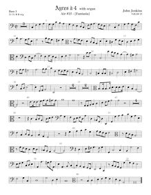 Partition viole de basse 1, clef en basse et en alto, Airs pour 4 violes de gambe avec orgue