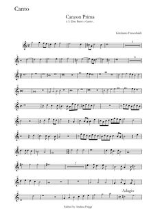 Partition Canto, Canzon Prima à , Due Bassi e Canto, Frescobaldi, Girolamo