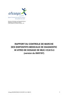 Contrôle de marché des dispositifs médicaux de diagnostic in vitro de dosage MUC-1/CA15-3