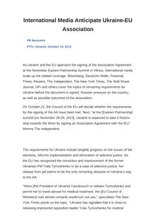 International Media Anticipate Ukraine-EU Association