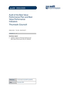 Thurrock Council - Audit of Best Value Performance Plan 2004 2005