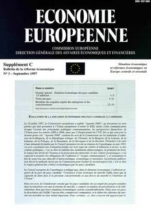 ECONOMIE EUROPEENNE. Supplément C Bulletin de la réforme économique N° 3 - Septembre 1997