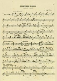 Partition flûte 1, 2, Schweizer Scenen, Fantaisie, G major, Böhm, Carl Leopold