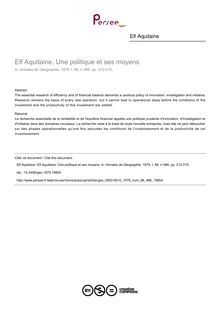 Elf Aquitaine. Une politique et ses moyens - article ; n°486 ; vol.88, pg 212-215