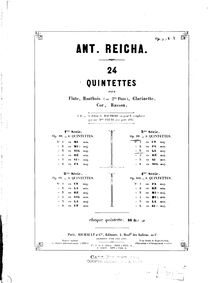 Partition flûte, vent quintette, Reicha, Anton par Anton Reicha