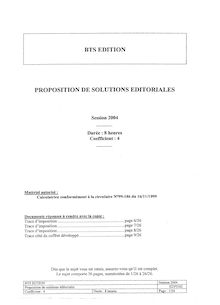 Proposition de solutions éditoriales 2004 BTS Édition
