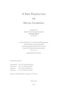 A new perspective on social learning [Elektronische Ressource] / vorgelegt von Christoph March