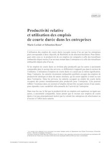 Productivité relative et utilisation des emplois de courte durée dans les entreprises - article ; n°1 ; vol.405, pg 47-76