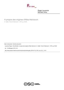 A propos des origines d Alba Helviorum - article ; n°1 ; vol.33, pg 49-60