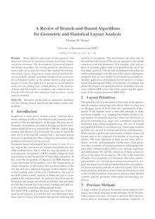 A Review of Branch and Bound Algorithms for Geometric and Statistical Layout Analysis