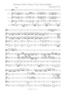 Partition complète, Concerto pour viole de gambe d amore en D major, GWV 314