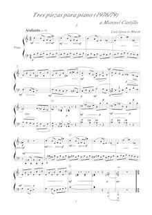 Partition complète, Tres piezas para piano, C major, Marín García, Luis Ignacio