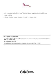 Les tribus privilégiées en Algérie dans la première moitié du XIXe siècle - article ; n°1 ; vol.21, pg 44-58