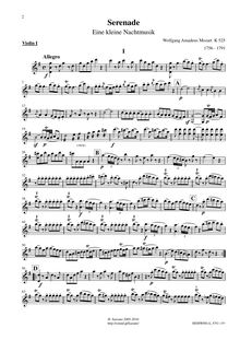 Partition violon I, Eine kleine Nachtmusik, A Little Night Music ; Serenade No.13