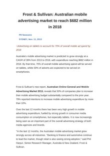 Frost & Sullivan: Australian mobile advertising market to reach $682 million in 2018