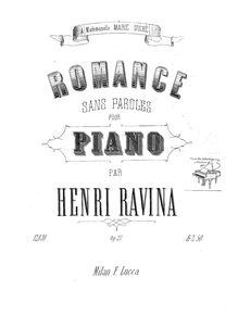 Partition complète, Romance sans Paroles, Ravina, Jean Henri