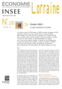 Emploi 2003 : le repli s accentue en Lorraine