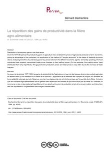 La répartition des gains de productivité dans la filière agro­alimentaire - article ; n°1 ; vol.220, pg 40-45