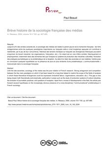 Brève histoire de la sociologie française des médias - article ; n°100 ; vol.18, pg 457-485